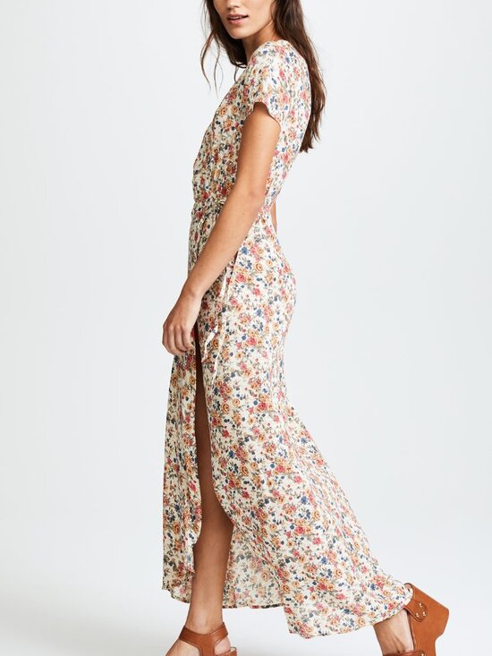 auguste Dresses & Skirts - AUGUSTE the label rose floral maxi dress wrap around feminine 6 short sleeve
